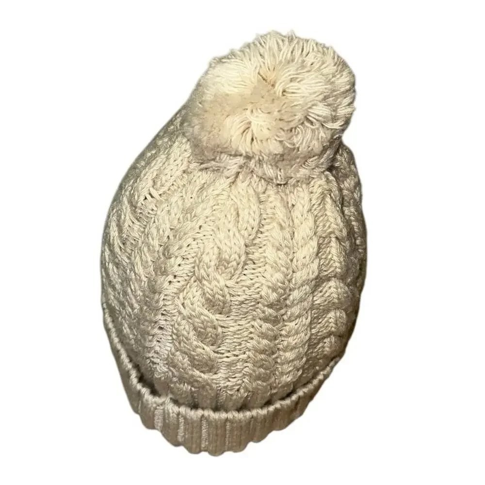 Smartwool‎ Merino Wool Cable Knit Pom Beanie Hat Cream Ivory OS